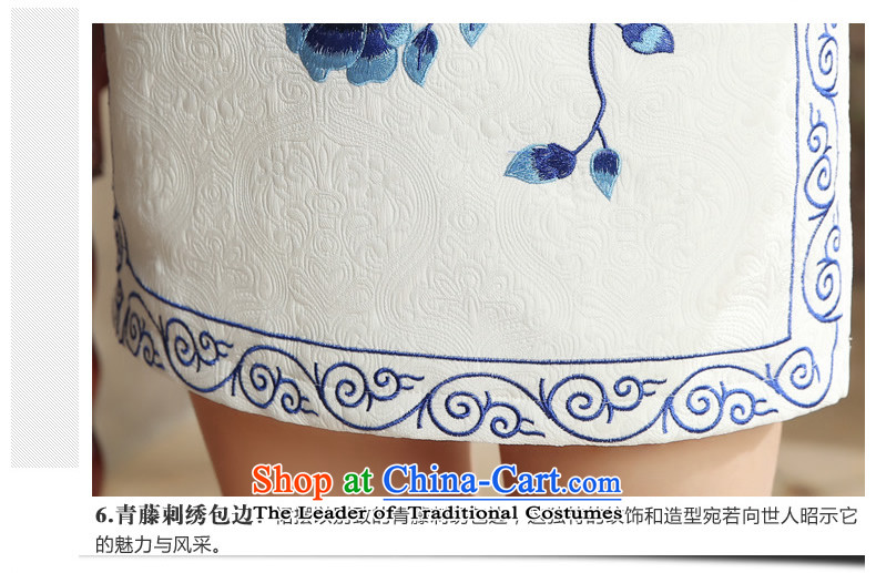 [Sau Kwun Tong] Xue Mei 2015 autumn and winter new stylish blue embroidery cotton qipao gross for folder removable QD5828 White XL Photo, prices, brand platters! The elections are supplied in the national character of distribution, so action, buy now enjoy more preferential! As soon as possible.