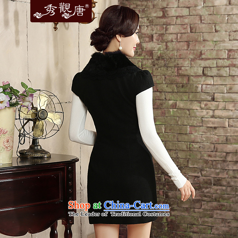 [Sau Kwun Tong] ying xiang 2015 autumn and winter new stylish retro wool is improved cheongsam dress and black and red XL, Soo QD5823 Kwun Tong shopping on the Internet has been pressed.