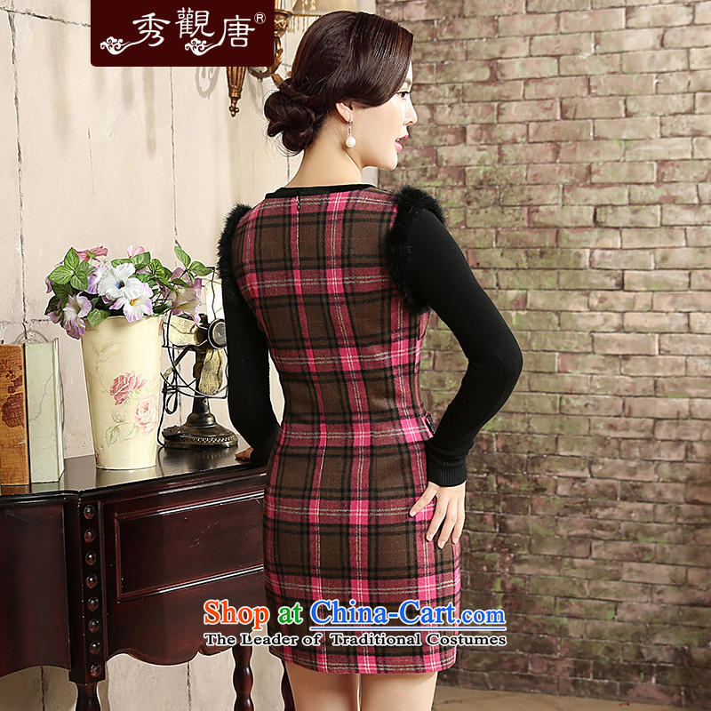 [Sau Kwun Tong] of medicines for autumn and winter 2015 new improved stylish latticed wool? cheongsam dress suit M-soo, QW5825 TANG , , , shopping on the Internet