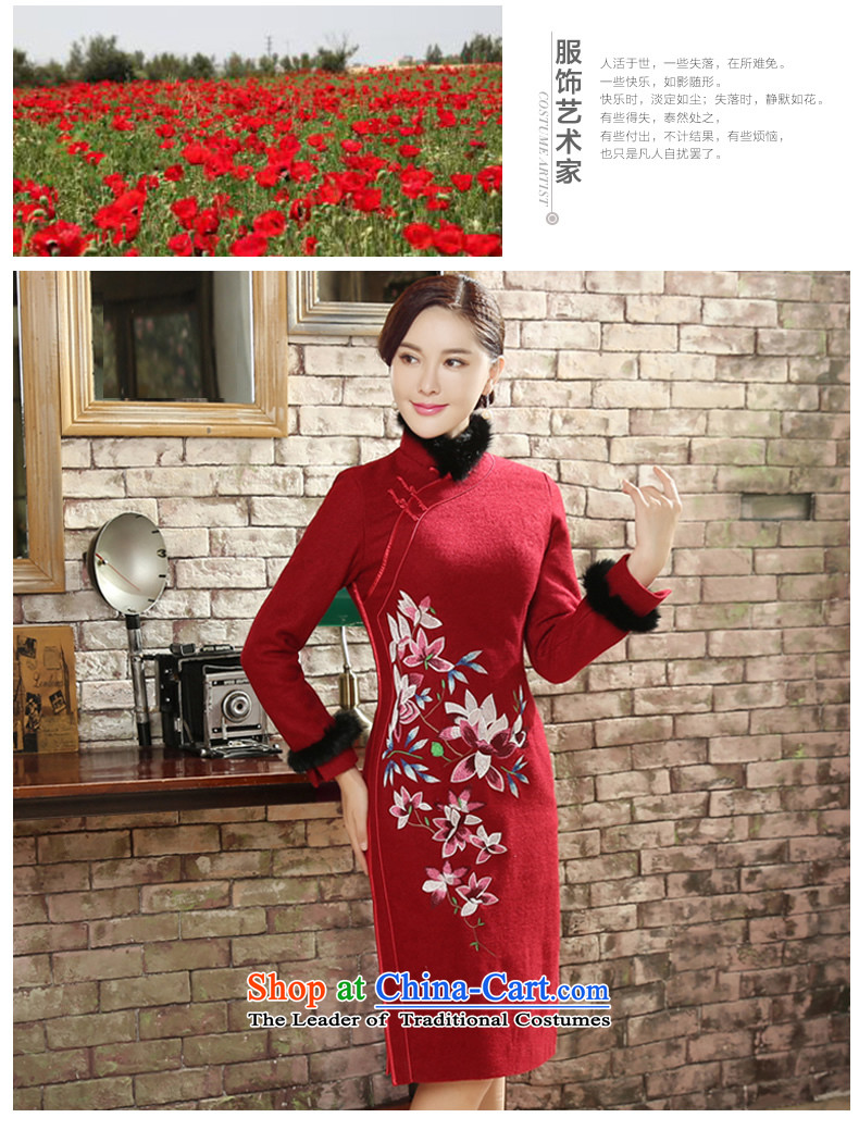 [Sau Kwun Tong] spend with Heung 2015 Fall/Winter Collections of new long-sleeved wool embroidery retro cheongsam dress? QC581 RED XXL picture, prices, brand platters! The elections are supplied in the national character of distribution, so action, buy now enjoy more preferential! As soon as possible.