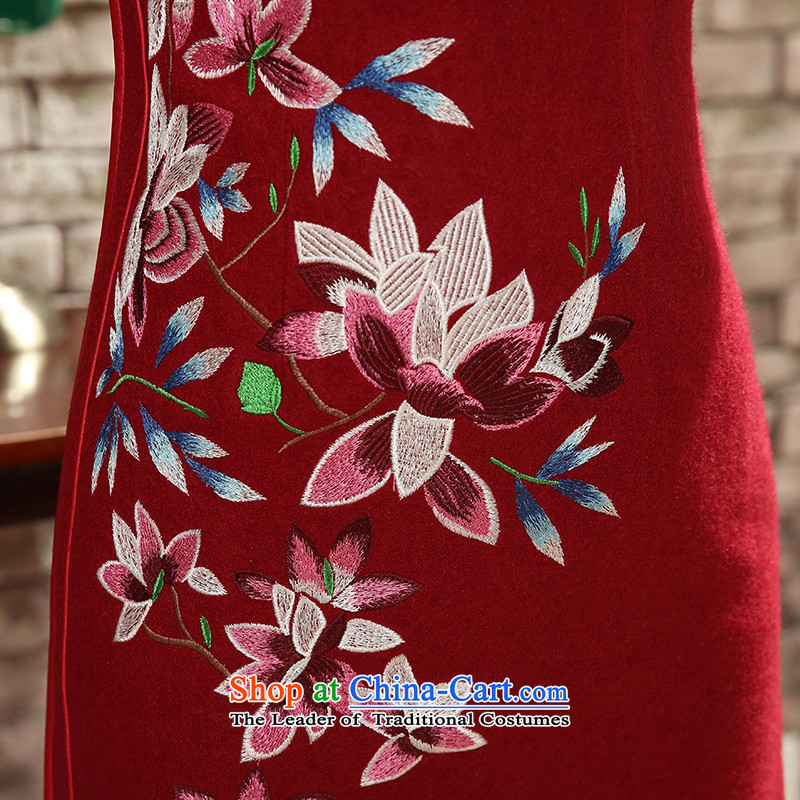 [Sau Kwun Tong] spend with Heung 2015 Fall/Winter Collections of new long-sleeved wool embroidery retro cheongsam dress? QC581 XXL, Sau Kwun Tong red , , , shopping on the Internet