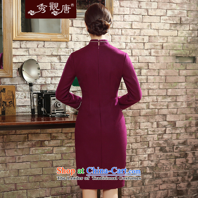 [Sau Kwun Tong] spent 2015 autumn and winter rain new) long improved long-sleeved wool cheongsam dress retro QC5819 PURPLE , L, Sau Kwun Tong shopping on the Internet has been pressed.