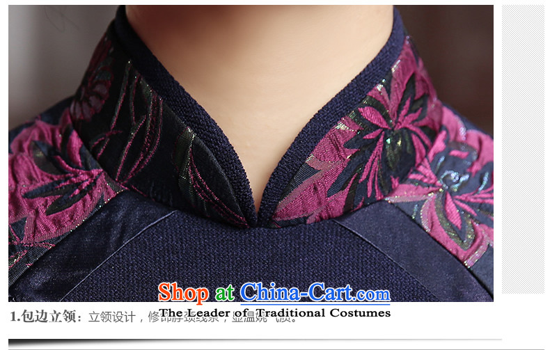 [Sau Kwun Tong Yue-hsiang] 2015 Autumn new of daily retro style qipao republic of korea improved long-sleeved QC5831 blue , prices, picture L brand platters! The elections are supplied in the national character of distribution, so action, buy now enjoy more preferential! As soon as possible.