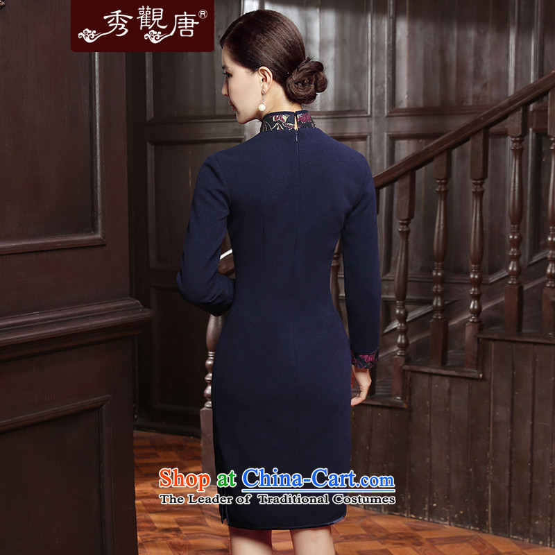 [Sau Kwun Tong Yue-hsiang] 2015 Autumn new of daily retro style qipao republic of korea improved long-sleeved blue , L-soo, QC5831 TANG , , , shopping on the Internet