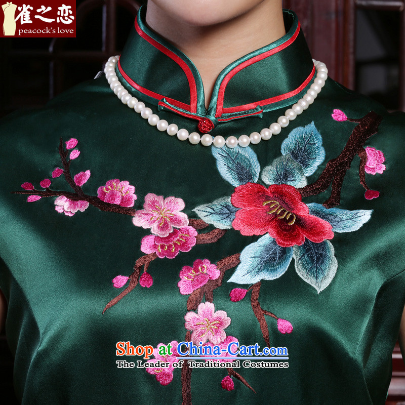 Love of birds spend Athena 2015 Autumn Snapshot Loaded new heavyweight silk manually push short-sleeved qipao QD924 embroidered figure XL, love birds , , , shopping on the Internet