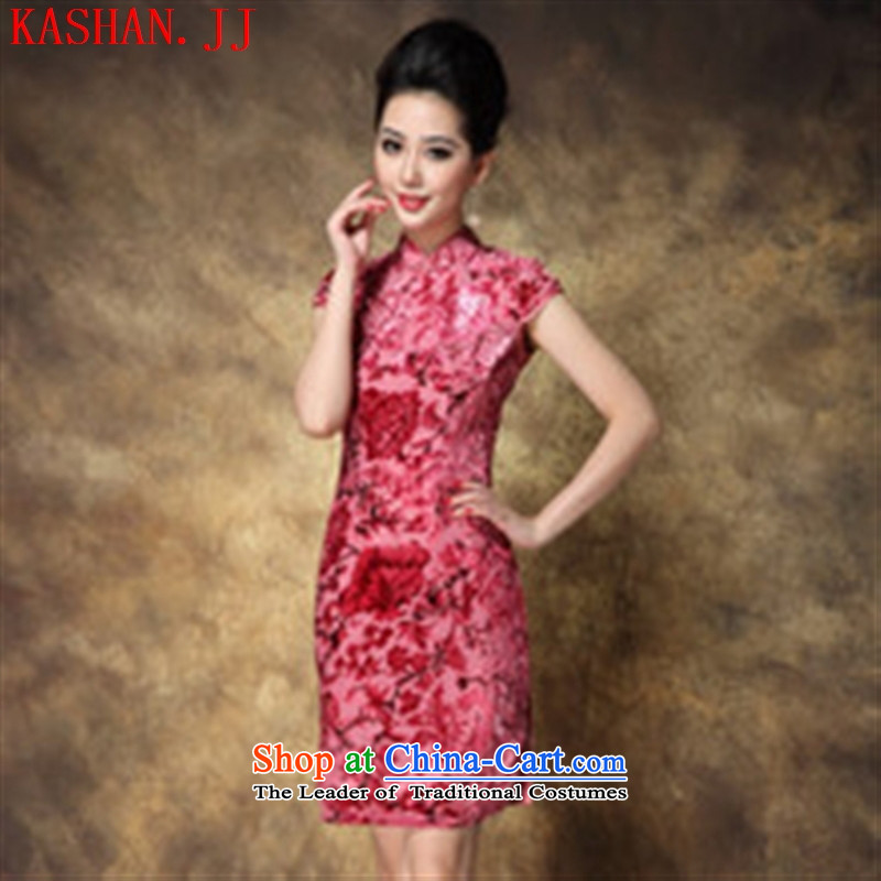 Mano-hwan's 2015 new summer, the improvement of short retro scouring pads on qipao stamp Sau San dresses in red XXL, 1522 card Shan House (KASHAN.JJ) , , , shopping on the Internet