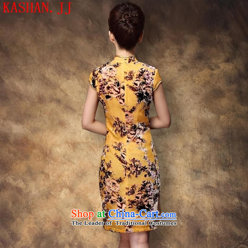 Mano-hwan's 2015 new short-sleeved gray velour robes and stylish improved qipao gown Sau San picture color XXL, Card (KASHAN.JJ bandying Susan Sarandon) , , , shopping on the Internet