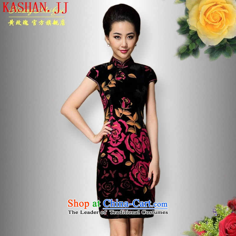 Mano-hwan's Summer 2015 New Silk Velvet cheongsam dress cheongsam red roses , L, Susan Sarandon Zaoyuan (KASHAN.JJ card) , , , shopping on the Internet