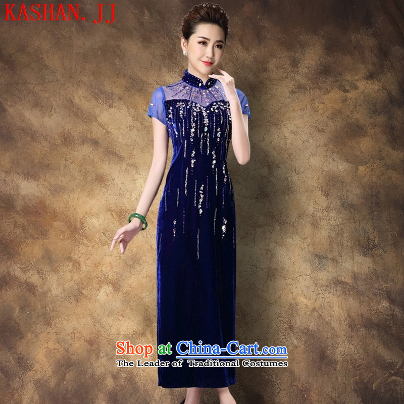 Mano-hwan's 2015 new products for autumn and winter temperament female qipao skirt larger mother retro improved cheongsam dress purple flowers M Card Shan Iron (KASHAN.JJ CHRISTMASTIME) , , , shopping on the Internet