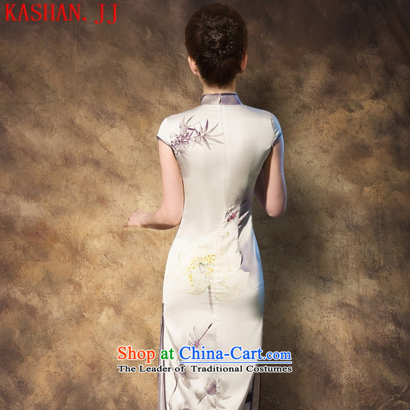 Mano-hwan's 2015 Summer Silk Cheongsam retro long silk dress dresses large clothing as figure , L, Susan Sarandon Zaoyuan (KASHAN.JJ card) , , , shopping on the Internet