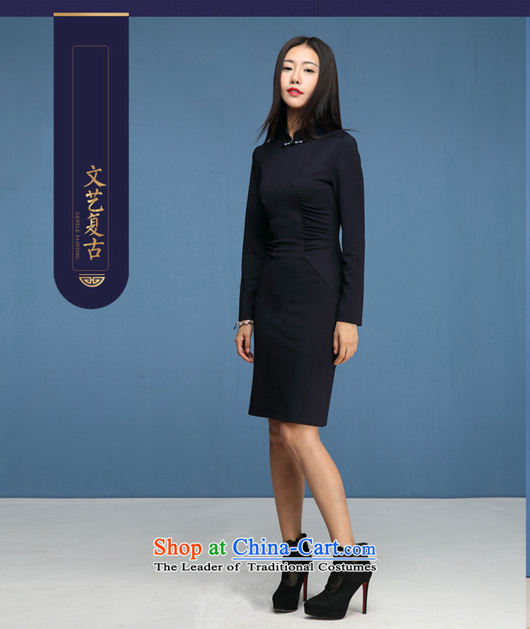 No. of Ramadan cheongsam dress Tang 2015 new autumn and winter long-sleeved fashion, improvement of Qipao Sau San short skirt deep blue XL Photo, prices, brand platters! The elections are supplied in the national character of distribution, so action, buy now enjoy more preferential! As soon as possible.