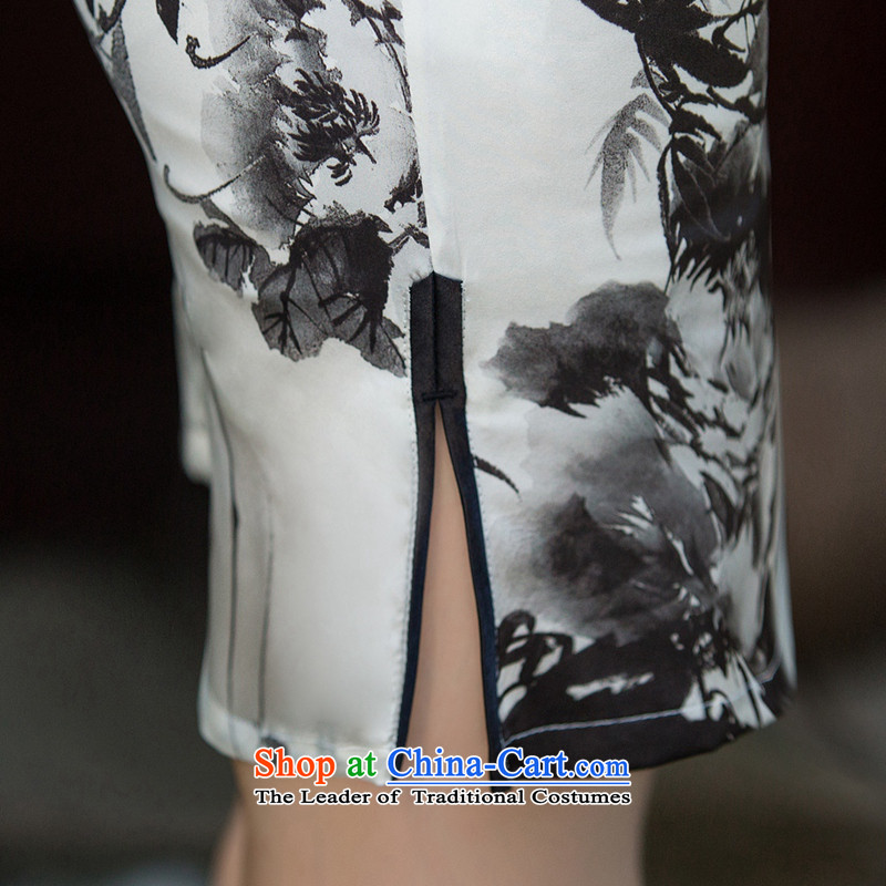 Yuan of 61 paintings by 2015 heavyweight silk cheongsam dress New Ink Painting improved qipao antique dresses in the autumn of Qipao SZ3S002 replace cuff picture color M YUAN YUAN of SU) , , , shopping on the Internet