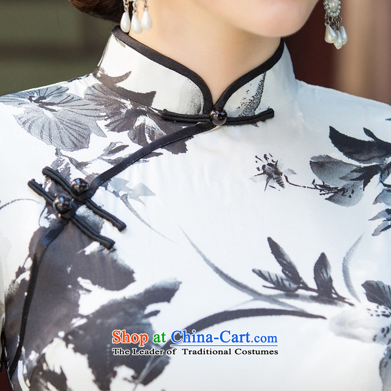 Yuan of 61 paintings by 2015 heavyweight silk cheongsam dress New Ink Painting improved qipao antique dresses in the autumn of Qipao SZ3S002 replace cuff picture color M YUAN YUAN of SU) , , , shopping on the Internet