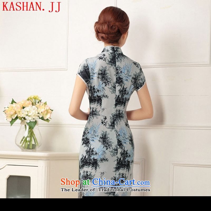 Mano-hwan's 2015 Summer new stylish improved qipao short-sleeved Sau San video thin dresses Ms. daily temperament dress ink M Card Shan (KASHAN.JJ CHRISTMASTIME) , , , shopping on the Internet