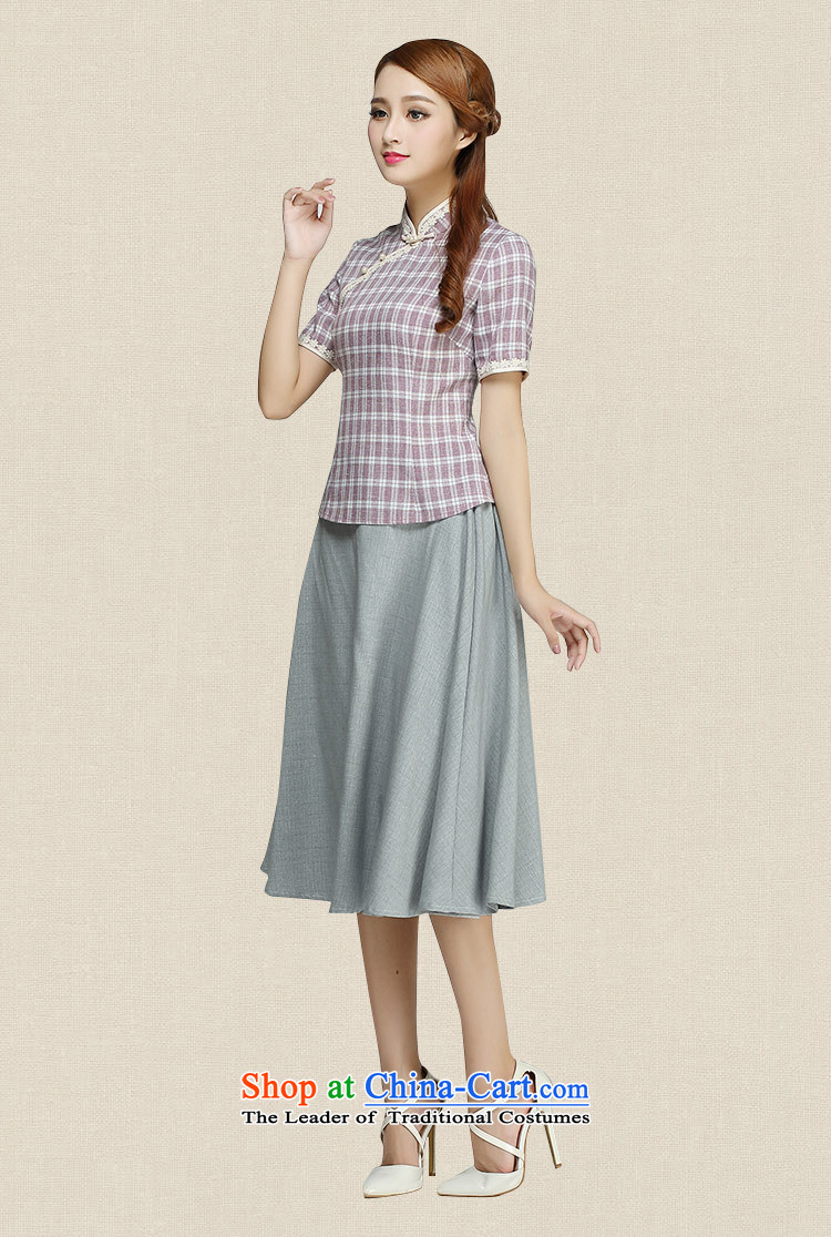 Mano-hwan's 2015 cotton linen collar improved qipao Chinese shirt-sleeves in plaid stitching Han-chiu, tea service with short pink S picture, prices, brand platters! The elections are supplied in the national character of distribution, so action, buy now enjoy more preferential! As soon as possible.