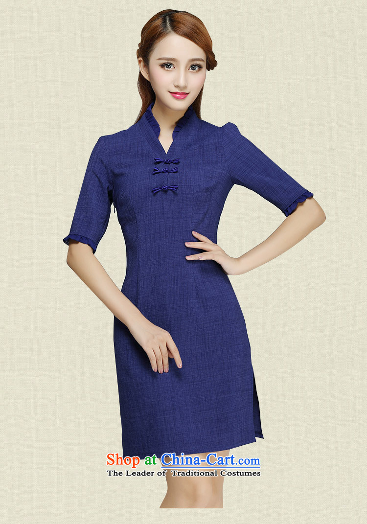 Mano-hwan's 2015 new summer cotton linen dresses skirt retro daily improved Sau San qipao cheongsam dress Blue M picture, prices, brand platters! The elections are supplied in the national character of distribution, so action, buy now enjoy more preferential! As soon as possible.