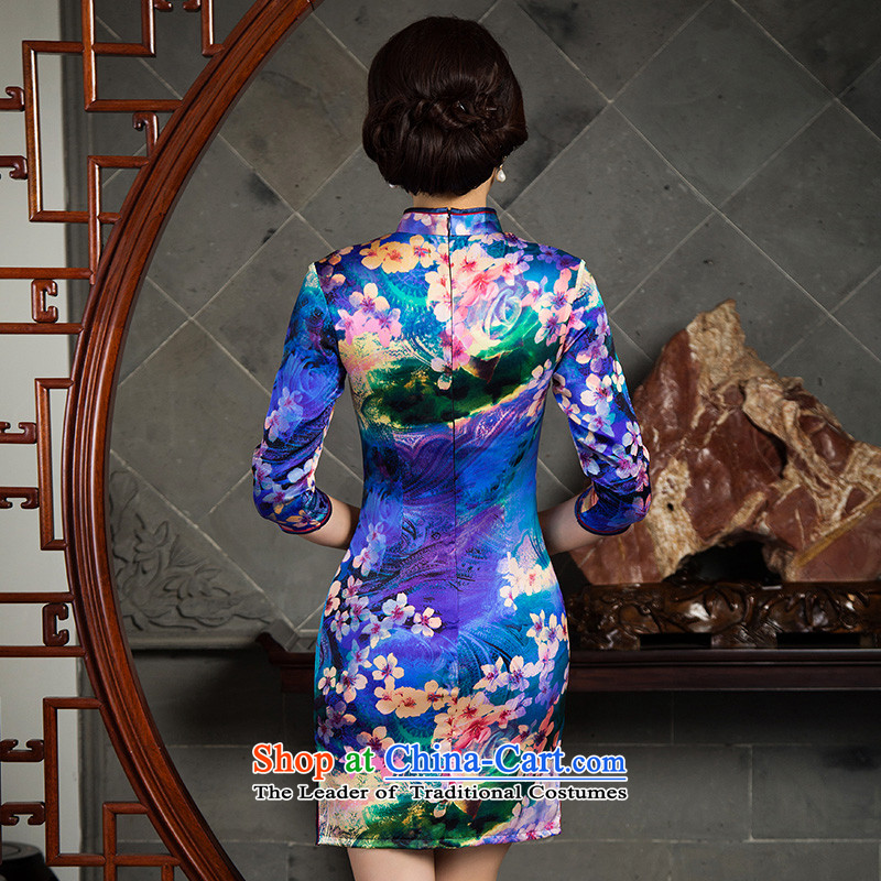 Mr Yuen Cheong Wa book of 2015 heavyweight silk cheongsam dress new 7 Cuff Stylish retro herbs extract qipao qipao improved SZ3S008 dress photo color pixel YUAN YUAN XL, SU) , , , shopping on the Internet