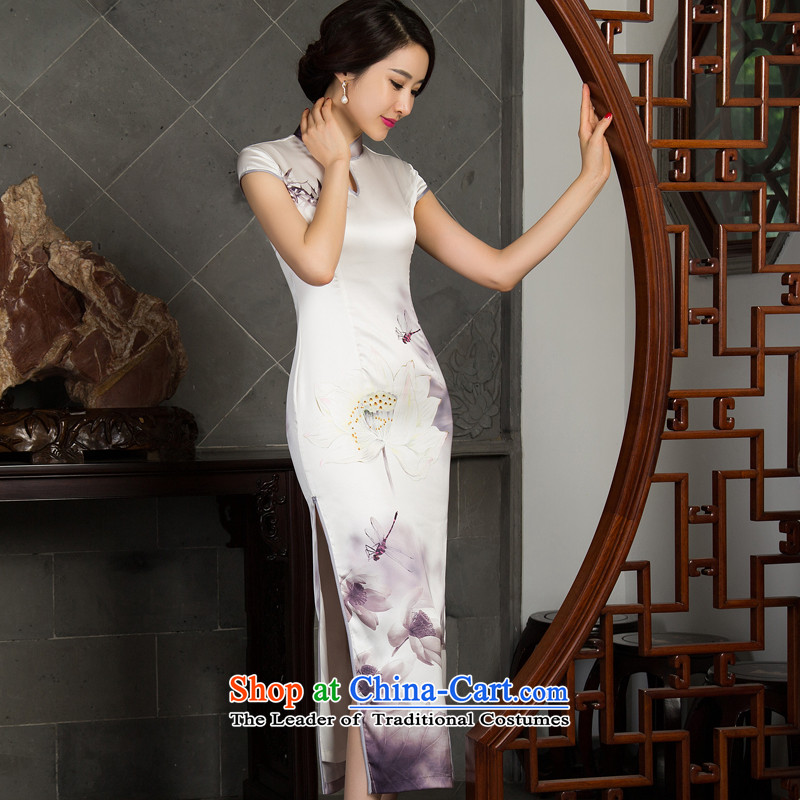 The new 2015 Summer retro video qipao thin silk wire upscale dresses long silk cheongsam dress improved qipao green M Kyung-hae dreams wedding dress shopping on the Internet has been pressed.