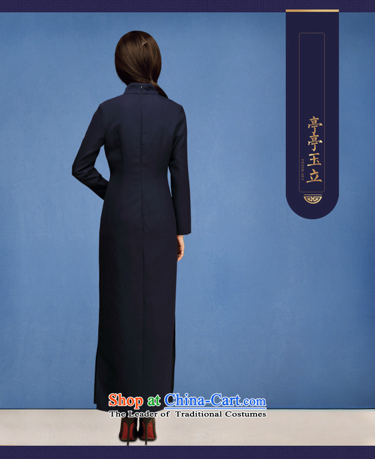 No. Tang Ramadan cheongsam dress 2015 autumn and winter new women's day-to-day long-sleeved retro style Tang dynasty cheongsam dress improved dark blue L picture, prices, brand platters! The elections are supplied in the national character of distribution, so action, buy now enjoy more preferential! As soon as possible.