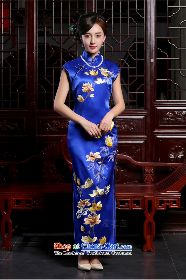 Love of birds intended by the autumn of 2015, with new royal blue embroidery heavyweight silk cheongsam dress QD778 long figure XL Photo, prices, brand platters! The elections are supplied in the national character of distribution, so action, buy now enjoy more preferential! As soon as possible.