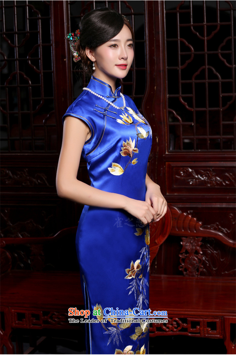 Love of birds intended by the autumn of 2015, with new royal blue embroidery heavyweight silk cheongsam dress QD778 long figure XL Photo, prices, brand platters! The elections are supplied in the national character of distribution, so action, buy now enjoy more preferential! As soon as possible.