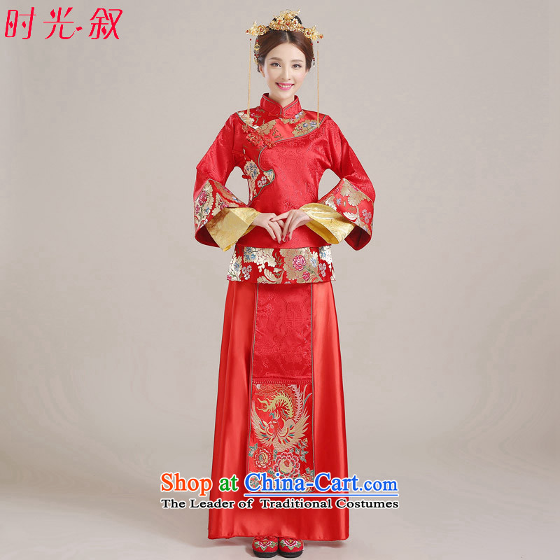 Miss Cyd Wo Service Time Syrian brides dress Chinese wedding dress bows red wedding dress retro cheongsam dress 2015 new kimono dragon costume of the CYD RED XL