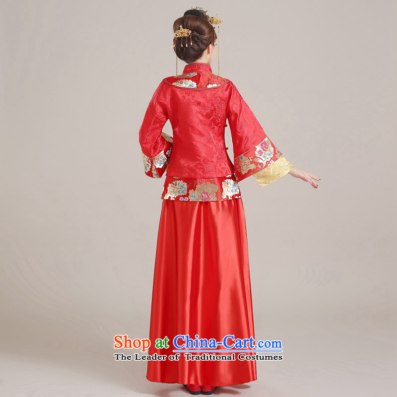 Miss Cyd Wo Service Time Syrian brides dress Chinese wedding dress bows red wedding dress retro cheongsam dress 2015 new kimono dragon costume of the CYD RED XL, Syria has been pressed time shopping on the Internet