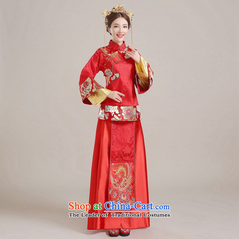 Miss Cyd Wo Service Time Syrian brides dress Chinese wedding dress bows red wedding dress retro cheongsam dress 2015 new kimono dragon costume of the CYD RED XL, Syria has been pressed time shopping on the Internet