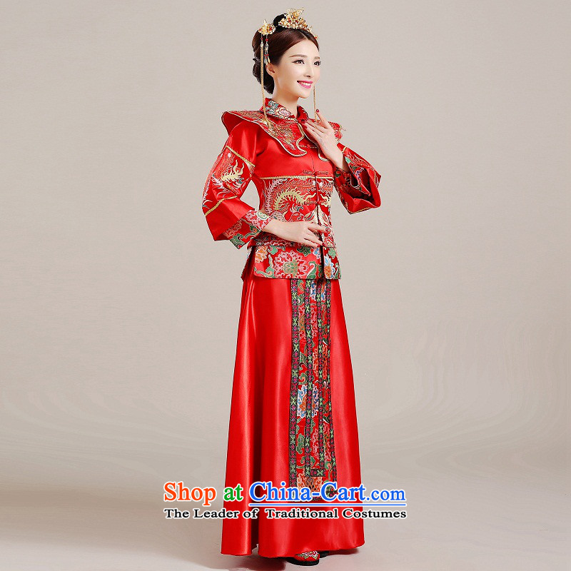 Use the dragon and the Syrian time qipao gown marriages Sau Wo Service bows marriage solemnisation services red Chinese wedding wedding dress autumn Women's clothes Bong-Koon-hsia costume clothing red L, previous Popes are placed around the syrian shoppin