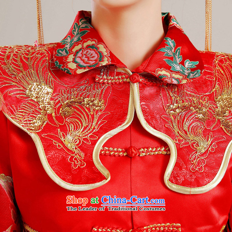 Use the dragon and the Syrian time qipao gown marriages Sau Wo Service bows marriage solemnisation services red Chinese wedding wedding dress autumn Women's clothes Bong-Koon-hsia costume clothing red L, previous Popes are placed around the syrian shoppin