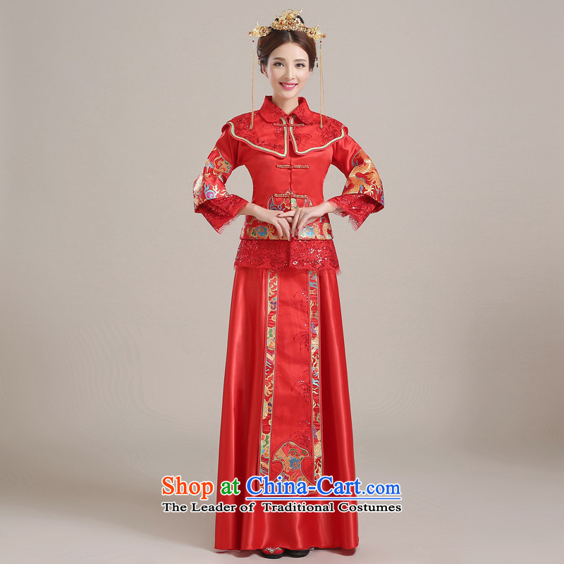 Miss Cyd Wo Service Time Syrian brides dress red Chinese Antique bows to the autumn and winter wedding dress qipao Soo kimono longfeng marriage use red S time Syrian shopping on the Internet has been pressed.