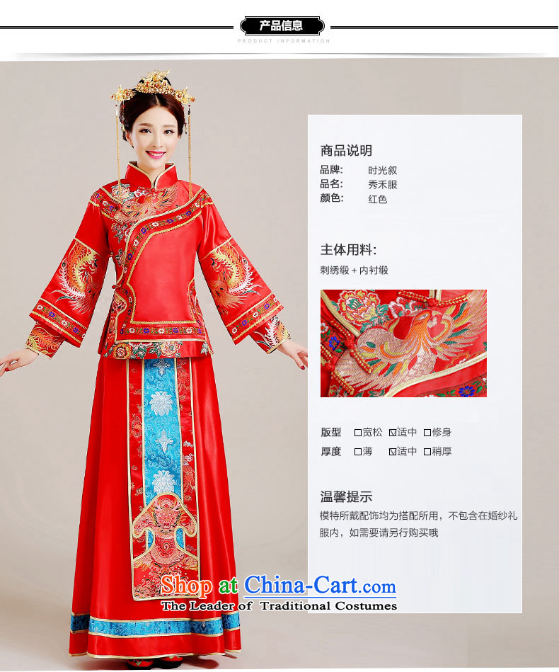 Time Syrian Chinese style wedding-soo wedding gown Wo Service Bridal pregnant women married long-sleeved red qipao gown longfeng use toasting champagne costume red S picture, prices, brand platters! The elections are supplied in the national character of distribution, so action, buy now enjoy more preferential! As soon as possible.
