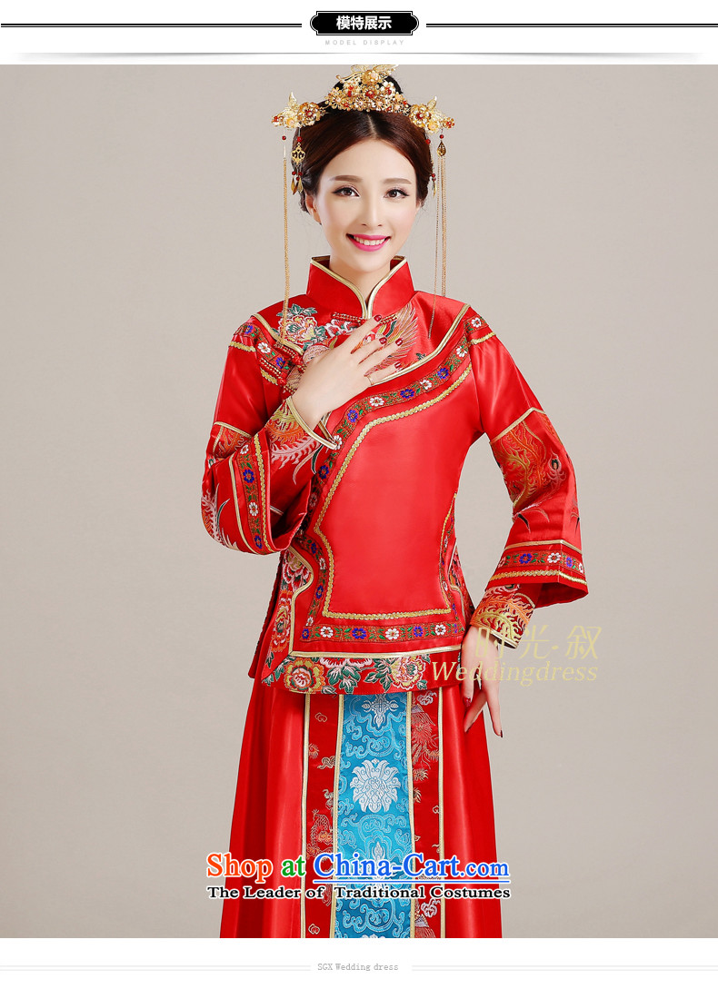 Time Syrian Chinese style wedding-soo wedding gown Wo Service Bridal pregnant women married long-sleeved red qipao gown longfeng use toasting champagne costume red S picture, prices, brand platters! The elections are supplied in the national character of distribution, so action, buy now enjoy more preferential! As soon as possible.