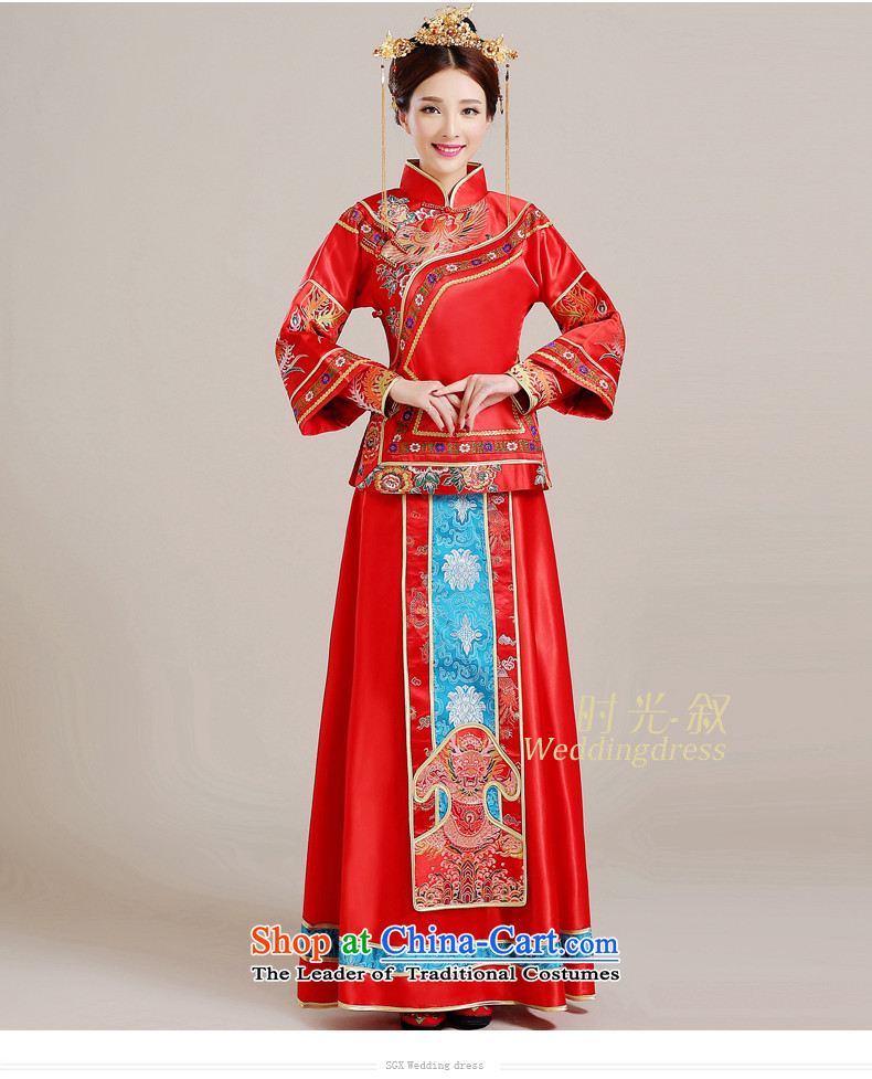 Time Syrian Chinese style wedding-soo wedding gown Wo Service Bridal pregnant women married long-sleeved red qipao gown longfeng use toasting champagne costume red S picture, prices, brand platters! The elections are supplied in the national character of distribution, so action, buy now enjoy more preferential! As soon as possible.