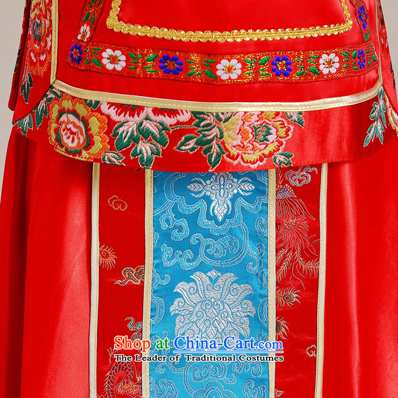 Time Syrian Chinese style wedding-soo wedding gown Wo Service Bridal pregnant women married long-sleeved red qipao gown longfeng use toasting champagne costume red S, Syria has been pressed time shopping on the Internet
