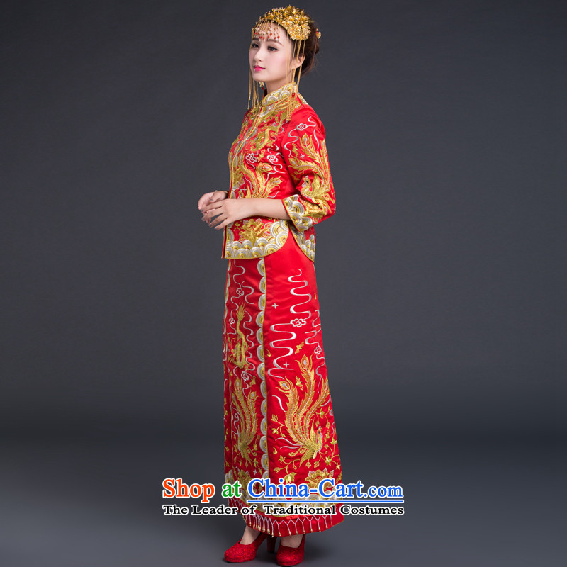 Chinese classic 2015 retro-Chinese ethnic bows Service Bridal Sau Wo service use the dragon wedding dresses , ethnic Chinese qipao Red classic (HUAZUJINGDIAN) , , , shopping on the Internet