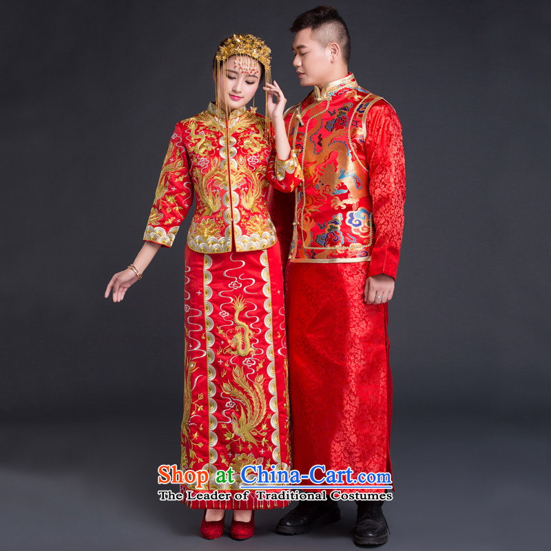 Chinese classic 2015 retro-Chinese ethnic bows Service Bridal Sau Wo service use the dragon wedding dresses , ethnic Chinese qipao Red classic (HUAZUJINGDIAN) , , , shopping on the Internet