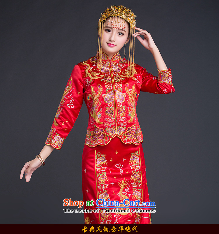 Chinese Ethnic Groups Show Services Chinese classic bridal dresses red Chinese Antique bows to the autumn and winter wedding dresses and Phoenix use autumn red L picture, prices, brand platters! The elections are supplied in the national character of distribution, so action, buy now enjoy more preferential! As soon as possible.