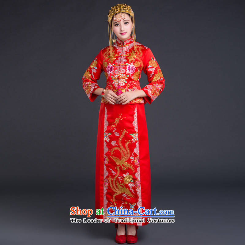 China-soo kimono bride Chinese classic wedding dress autumn 2015 new red bows services use red dragon wedding gown , L, ethnic Chinese Classic (HUAZUJINGDIAN) , , , shopping on the Internet