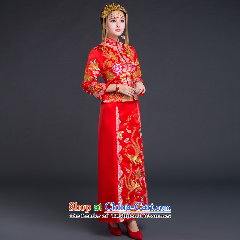 China-soo kimono bride Chinese classic wedding dress autumn 2015 new red bows services use red dragon wedding gown , L, ethnic Chinese Classic (HUAZUJINGDIAN) , , , shopping on the Internet