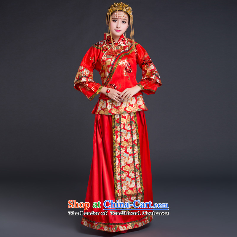 Chinese New Year 2015 classic-soo Wo Service Bridal wedding dresses Chinese wedding services wedding gown toasting champagne red cheongsam red , L, China Ethnic Classic (HUAZUJINGDIAN) , , , shopping on the Internet