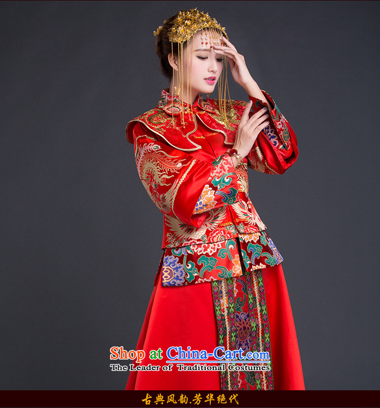 Chinese ethnic groups show services classic Chinese dragon costume wedding dress use bows clothing brides fall and winter long-sleeved wedding gown red L picture, prices, brand platters! The elections are supplied in the national character of distribution, so action, buy now enjoy more preferential! As soon as possible.