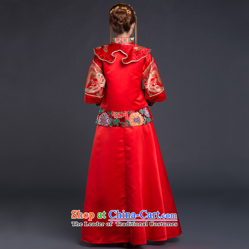 Chinese ethnic groups show services classic Chinese dragon costume wedding dress use bows clothing brides fall and winter long-sleeved red , L, China wedding dress ethnic Classic (HUAZUJINGDIAN) , , , shopping on the Internet