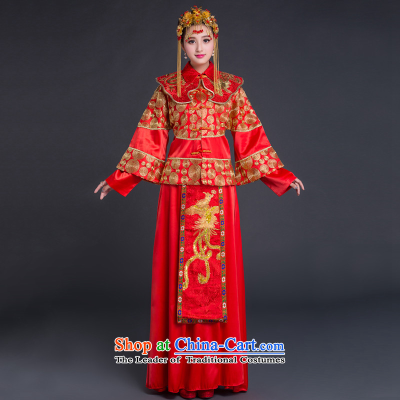 Chinese Classic New-soo-wo service bridal dresses marriage bows serving Chinese boxed longfeng wedding gown autumn long-sleeved red M, China Ethnic Qipao (HUAZUJINGDIAN Classic) , , , shopping on the Internet