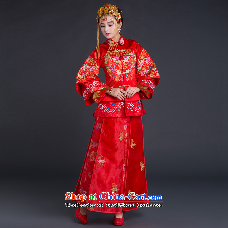 Chinese New Year 2015-Classic Wedding dress bride CHINESE CHEONGSAM red bows to the marriage of autumn and winter female red S, China Ethnic Classic (HUAZUJINGDIAN) , , , shopping on the Internet