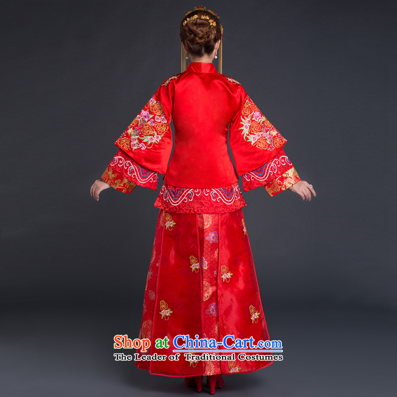 Chinese New Year 2015-Classic Wedding dress bride CHINESE CHEONGSAM red bows to the marriage of autumn and winter female red S, China Ethnic Classic (HUAZUJINGDIAN) , , , shopping on the Internet