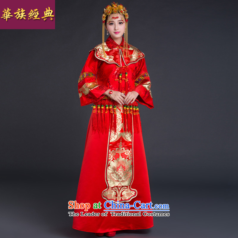 China Ethnic Chinese ethnic classic elegance China wind wedding dress costume Sau Wo Service bridal dresses cheongsam red?L