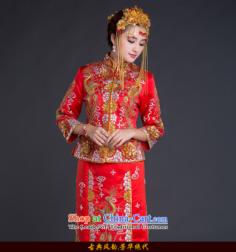 China Ethnic Chinese classic retro married women dress-hi-soo wo service Tang dynasty qipao bows services wedding gown autumn and winter red L picture, prices, brand platters! The elections are supplied in the national character of distribution, so action, buy now enjoy more preferential! As soon as possible.