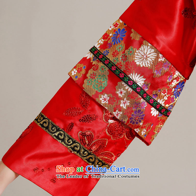 Miss Cyd Wo Service Time Syrian brides dress Soo kimono costume bride wedding dress Chinese style wedding services marriage qipao costume bows clothing female red XS, Syria has been pressed time shopping on the Internet