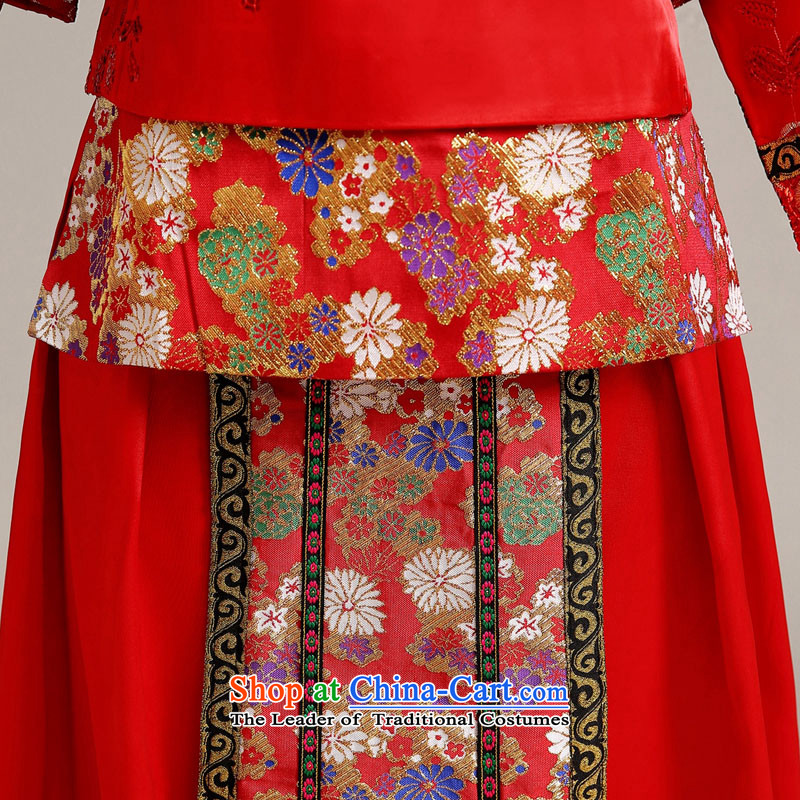 Miss Cyd Wo Service Time Syrian brides dress Soo kimono costume bride wedding dress Chinese style wedding services marriage qipao costume bows clothing female red XS, Syria has been pressed time shopping on the Internet